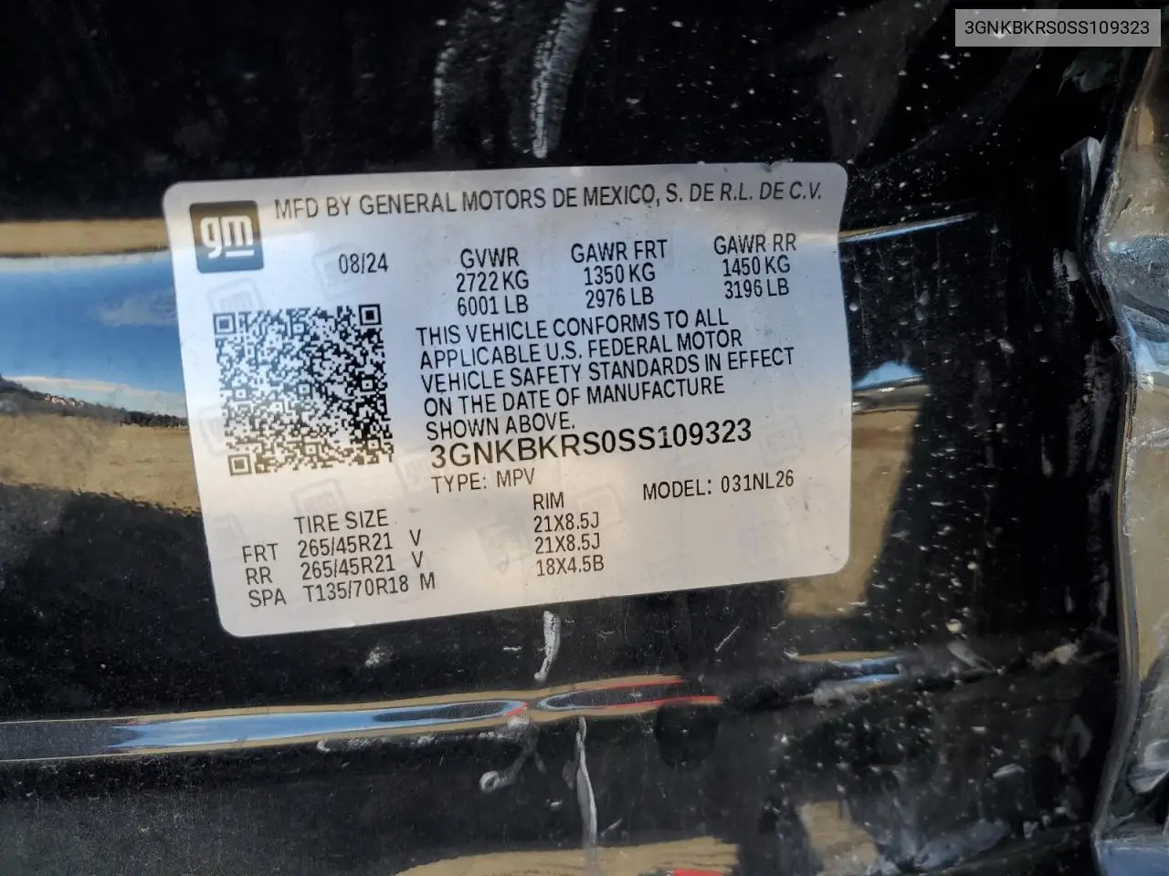 3GNKBKRS0SS109323 2025 Chevrolet Blazer Rs