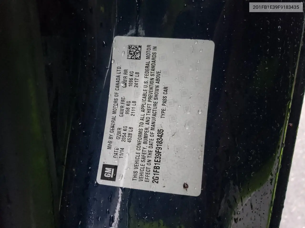 2G1FB1E39F9183435 2015 Chevrolet Camaro Ls
