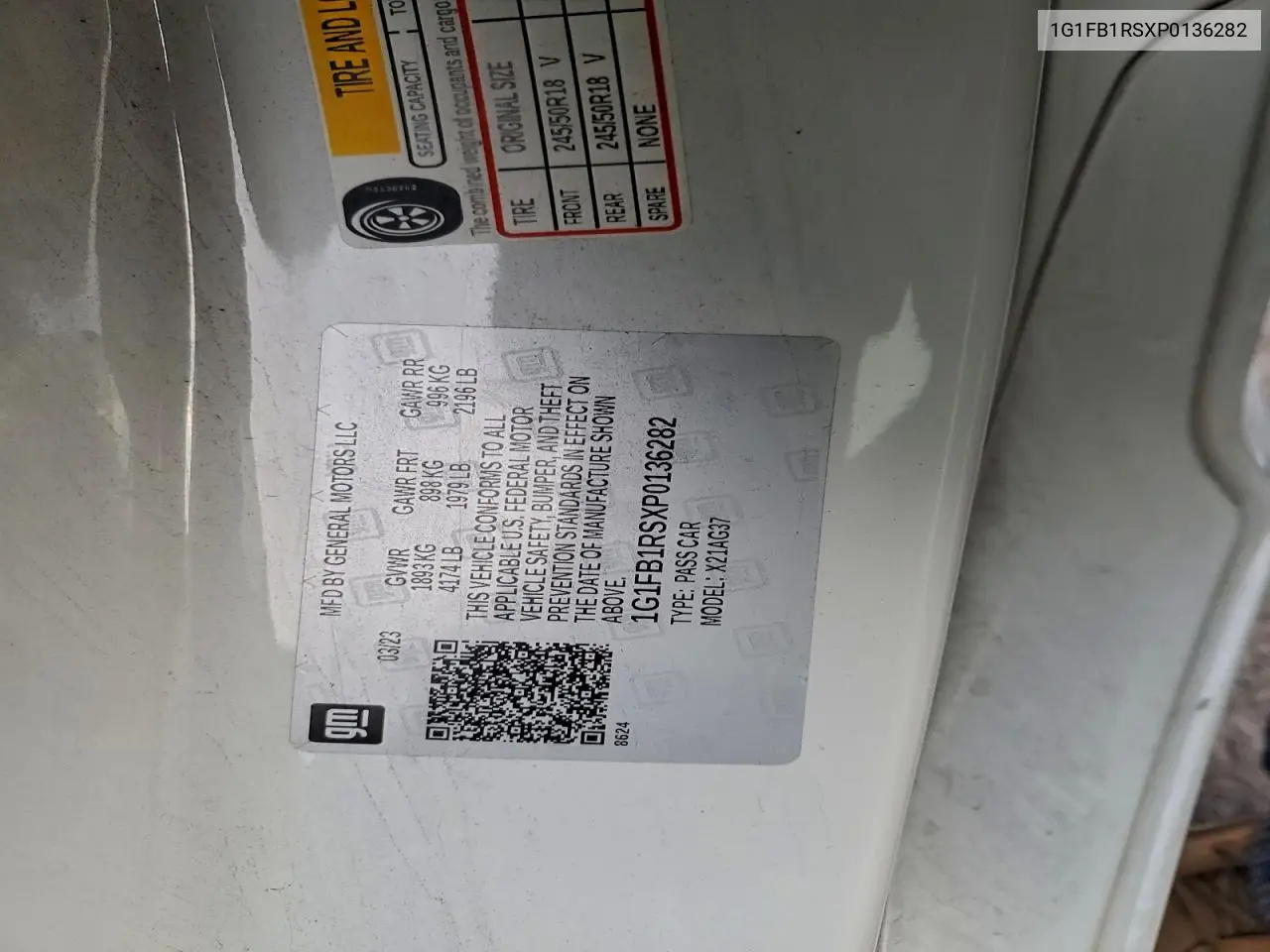 1G1FB1RSXP0136282 2023 Chevrolet Camaro Ls