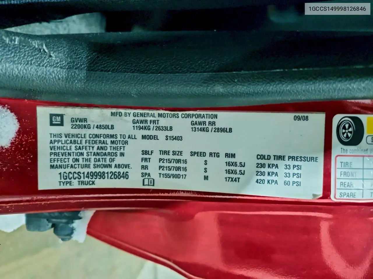 1GCCS149998126846 2009 Chevrolet Colorado