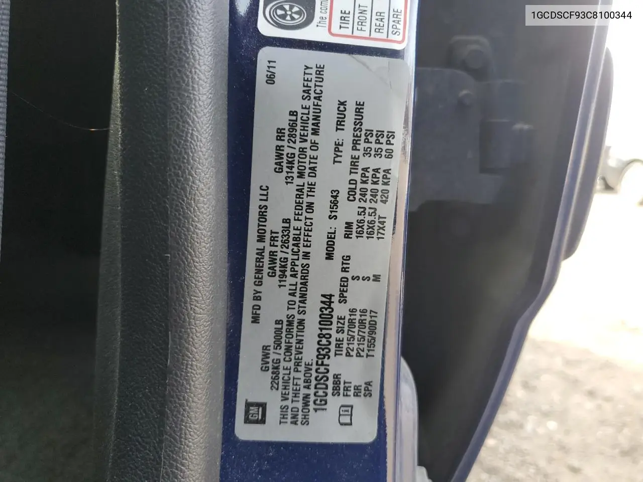 1GCDSCF93C8100344 2012 Chevrolet Colorado Lt
