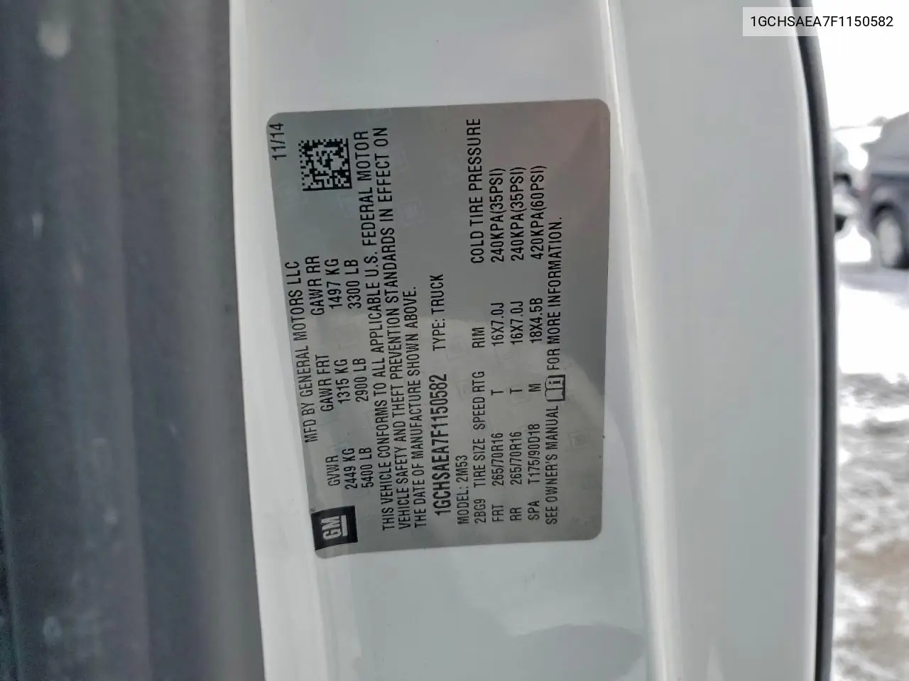 1GCHSAEA7F1150582 2015 Chevrolet Colorado