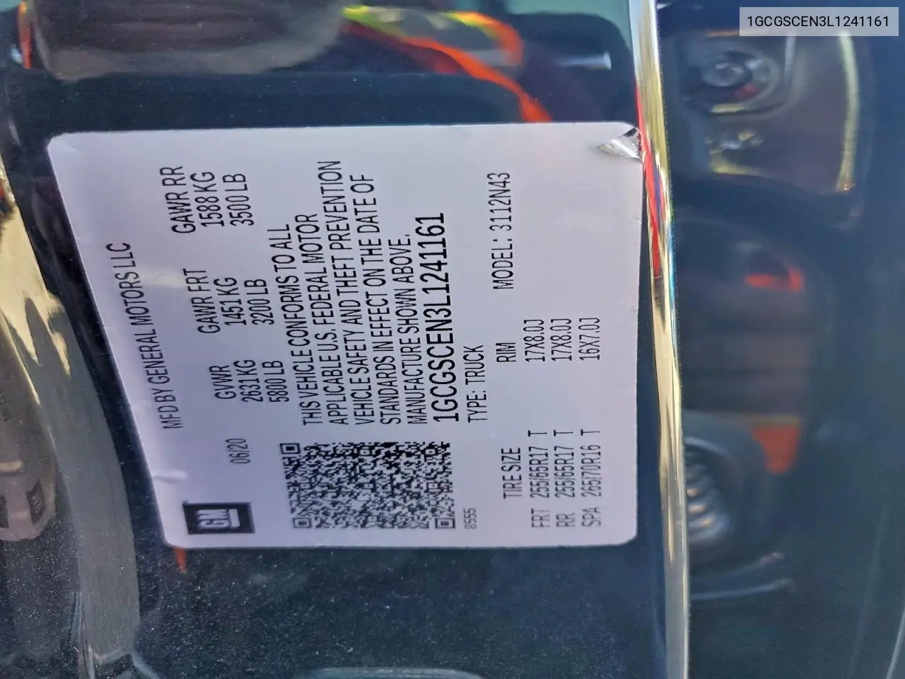 1GCGSCEN3L1241161 2020 Chevrolet Colorado Lt