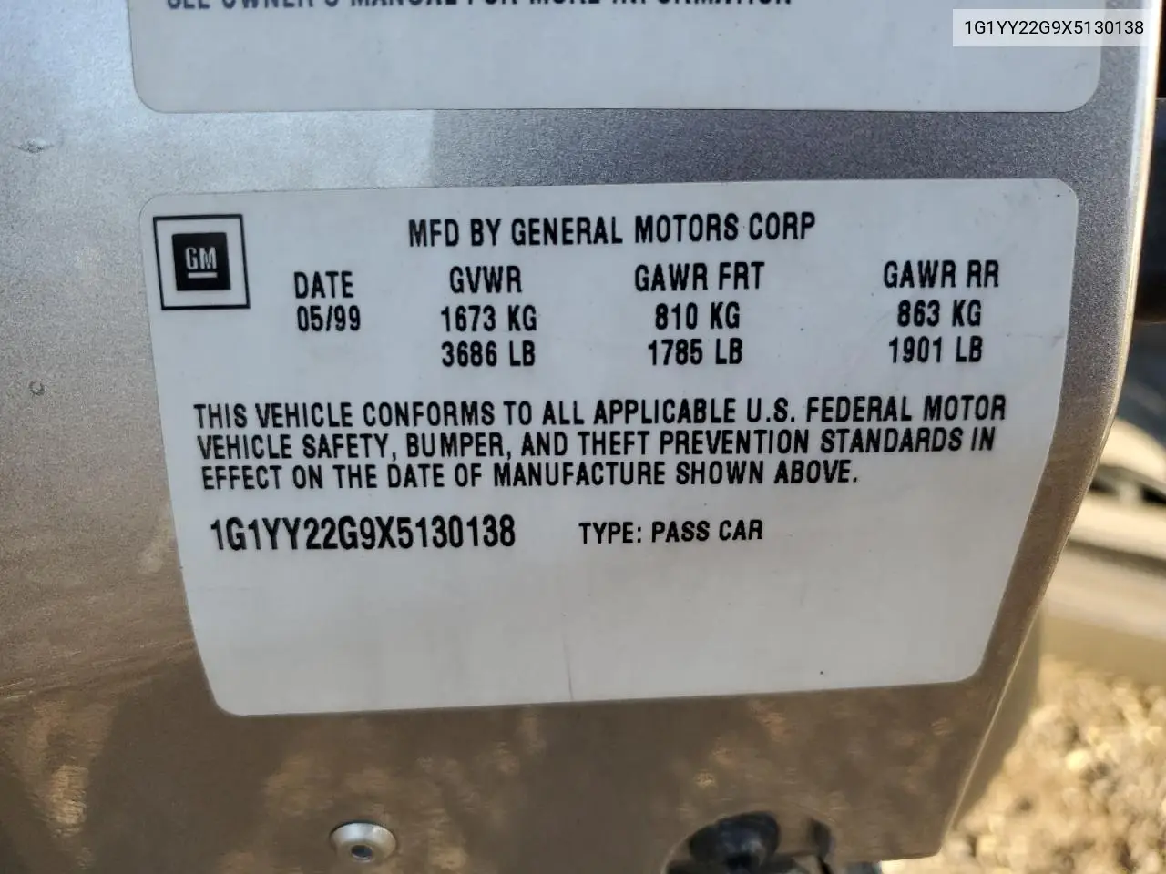 1G1YY22G9X5130138 1999 Chevrolet Corvette