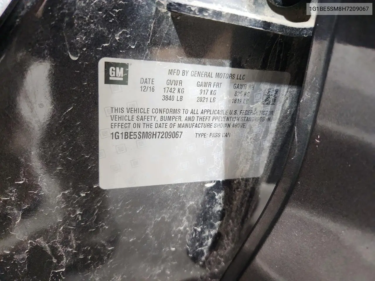 1G1BE5SM8H7209067 2017 Chevrolet Cruze Lt