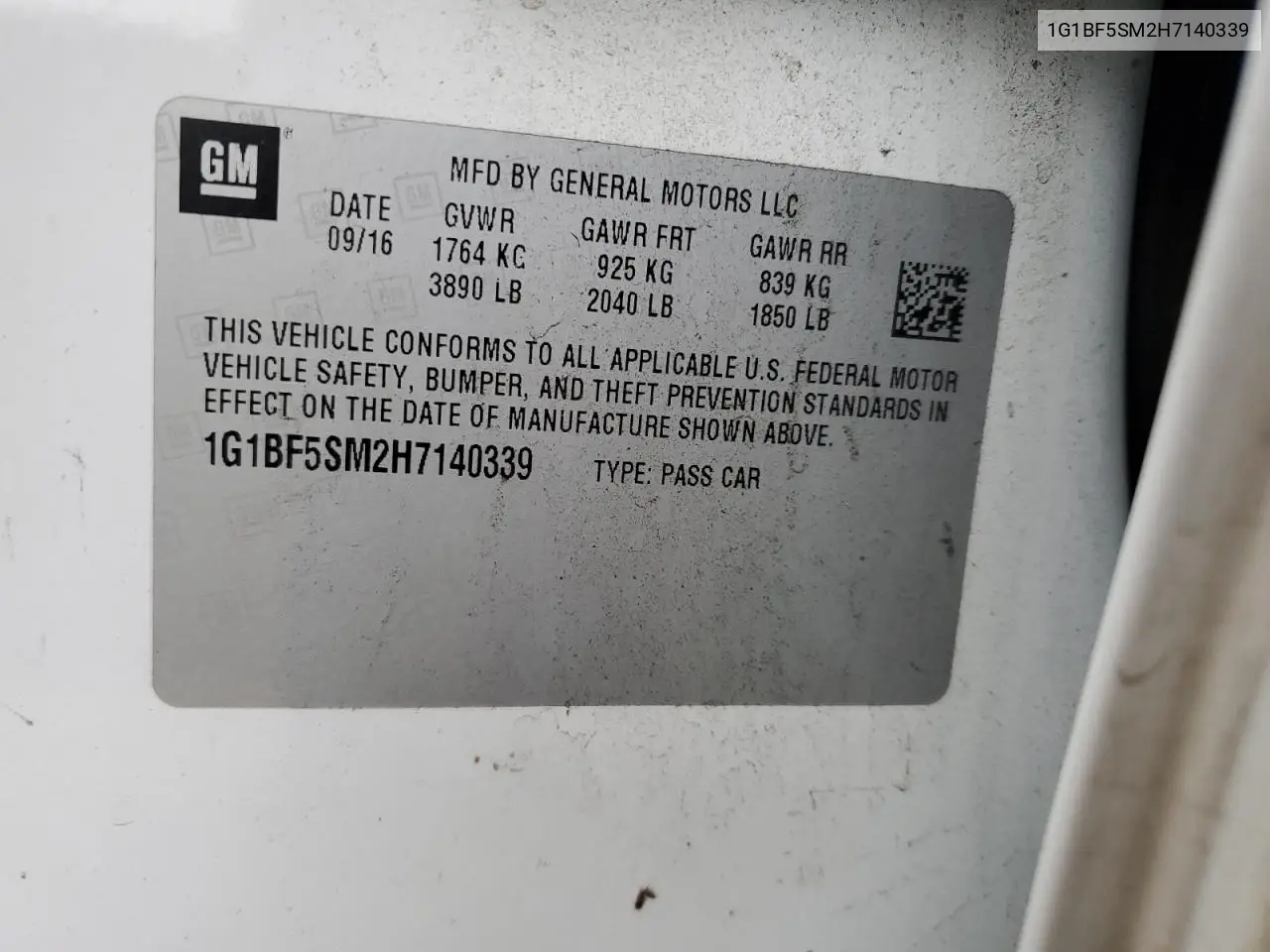 1G1BF5SM2H7140339 2017 Chevrolet Cruze Premier