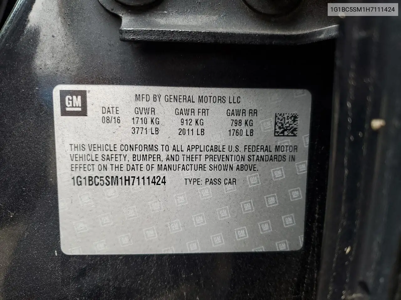 1G1BC5SM1H7111424 2017 Chevrolet Cruze Ls