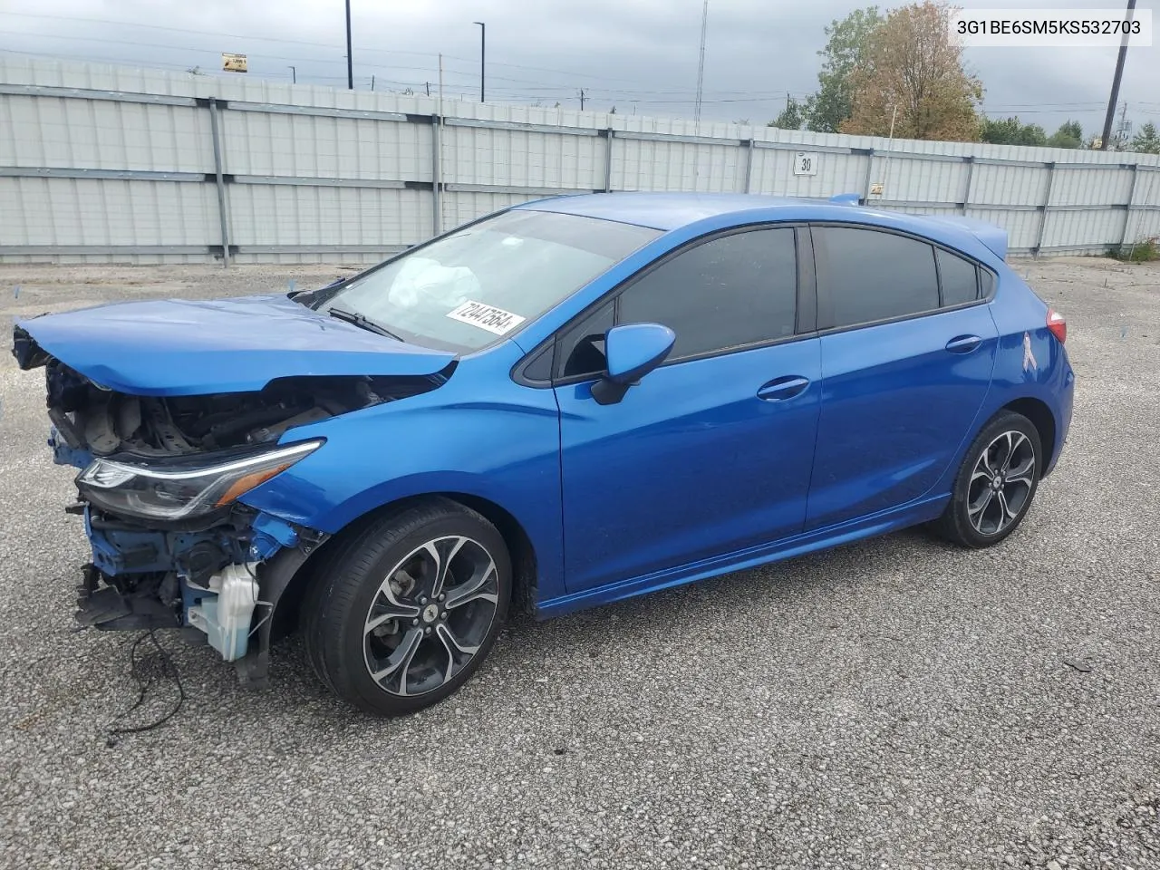 2019 Chevrolet Cruze Lt VIN: 3G1BE6SM5KS532703 Lot: 72447564