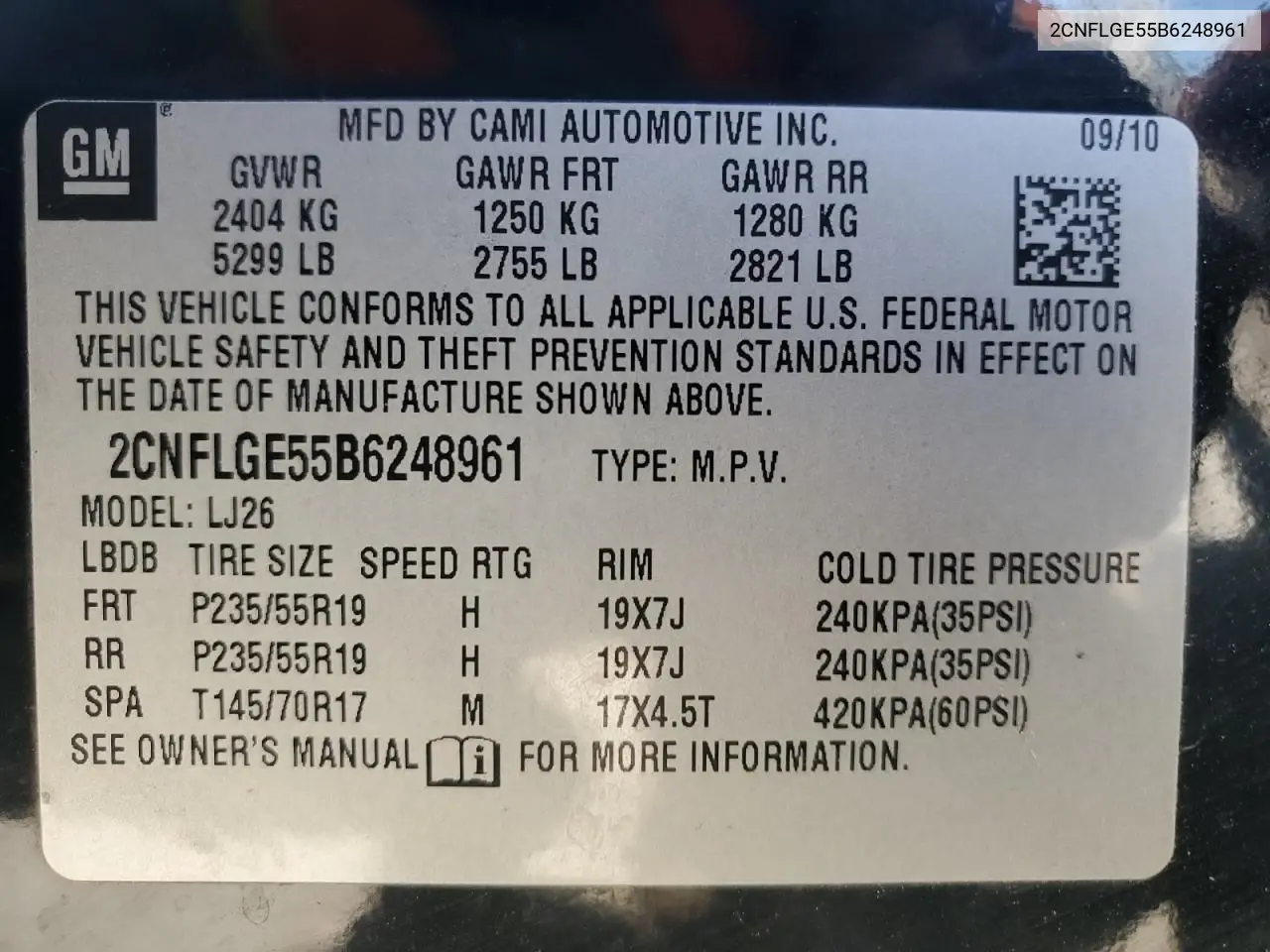 2CNFLGE55B6248961 2011 Chevrolet Equinox Ltz