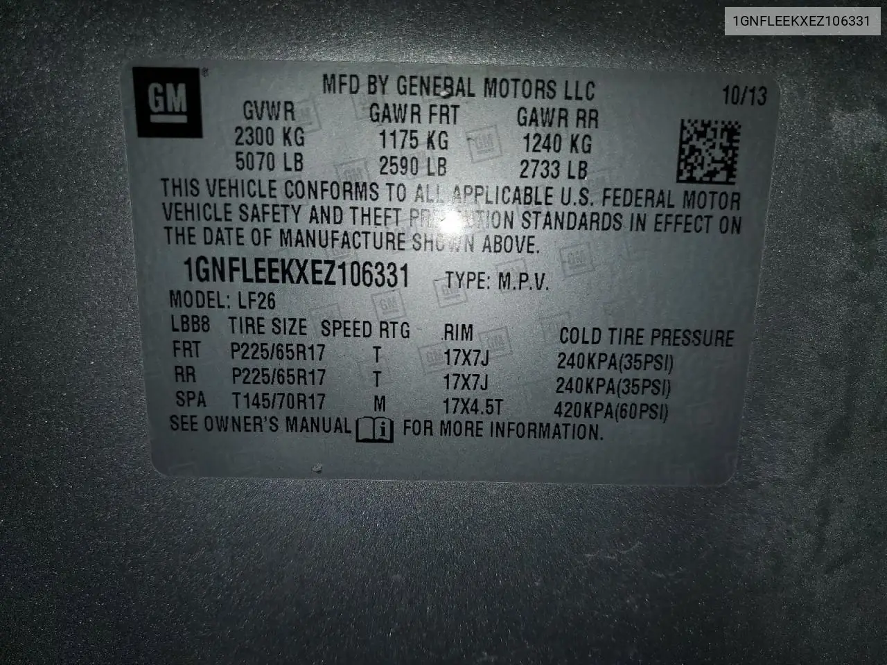 1GNFLEEKXEZ106331 2014 Chevrolet Equinox Ls