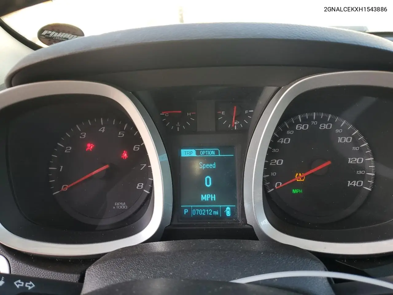 2GNALCEKXH1543886 2017 Chevrolet Equinox Lt