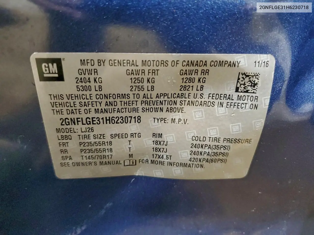 2GNFLGE31H6230718 2017 Chevrolet Equinox Premier