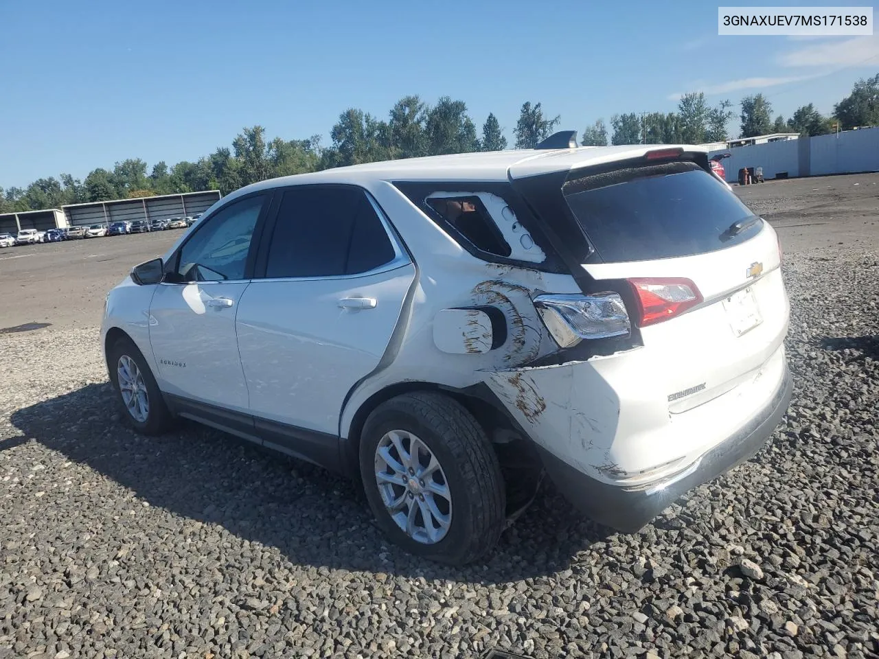 3GNAXUEV7MS171538 2021 Chevrolet Equinox Lt