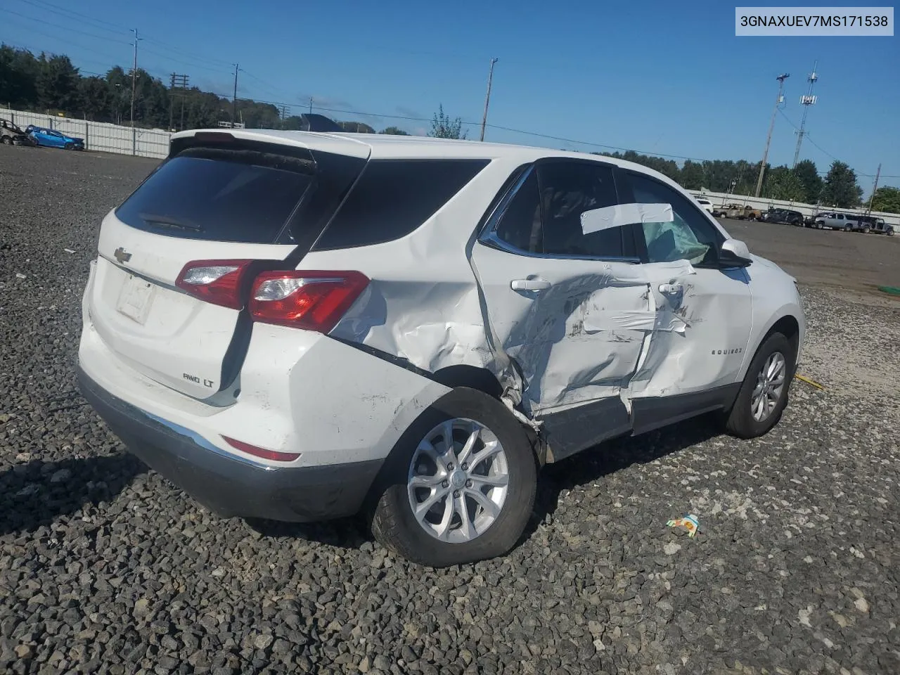 2021 Chevrolet Equinox Lt VIN: 3GNAXUEV7MS171538 Lot: 71763184