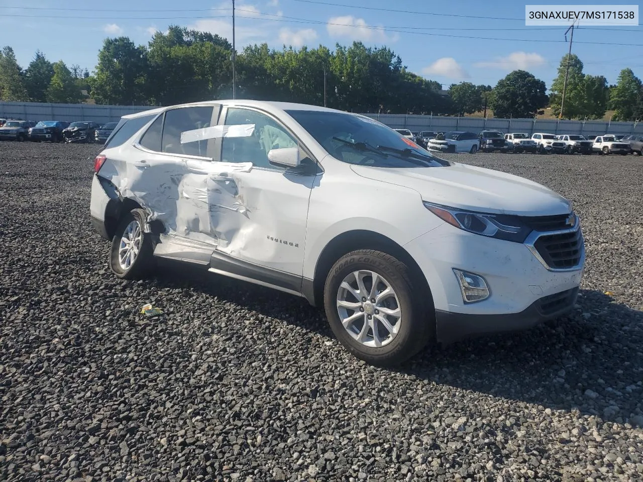 2021 Chevrolet Equinox Lt VIN: 3GNAXUEV7MS171538 Lot: 71763184