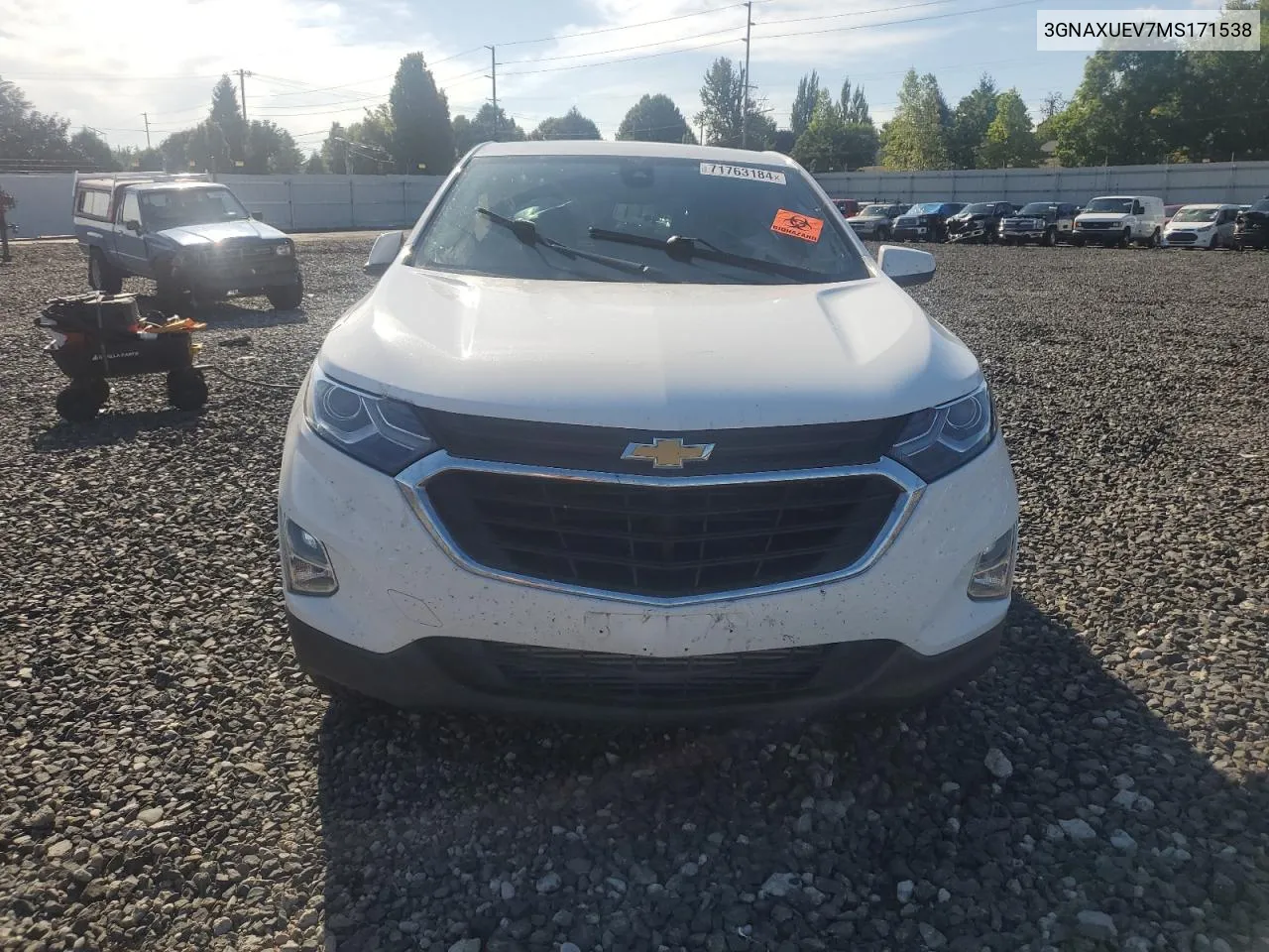 2021 Chevrolet Equinox Lt VIN: 3GNAXUEV7MS171538 Lot: 71763184