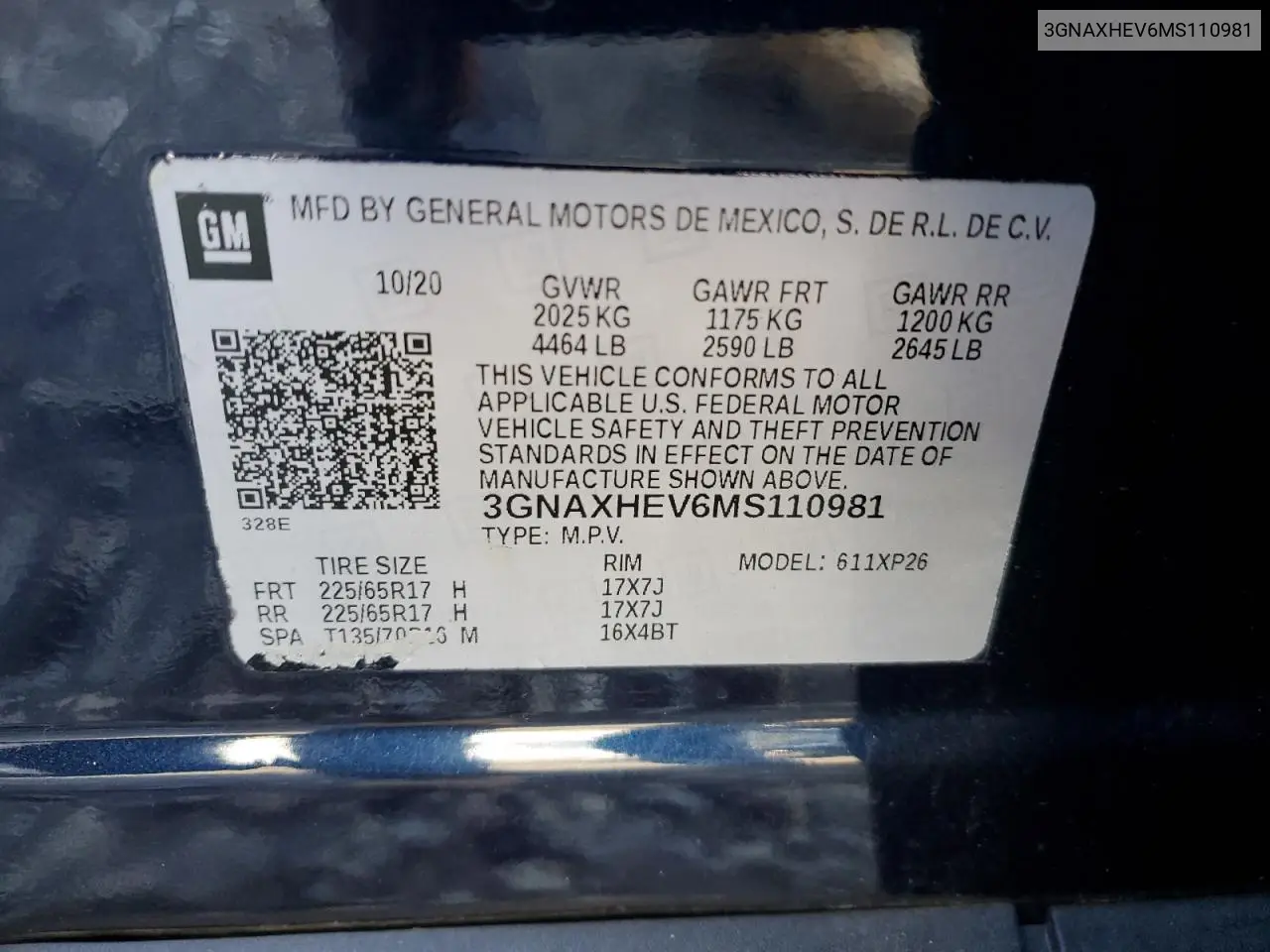 3GNAXHEV6MS110981 2021 Chevrolet Equinox Ls