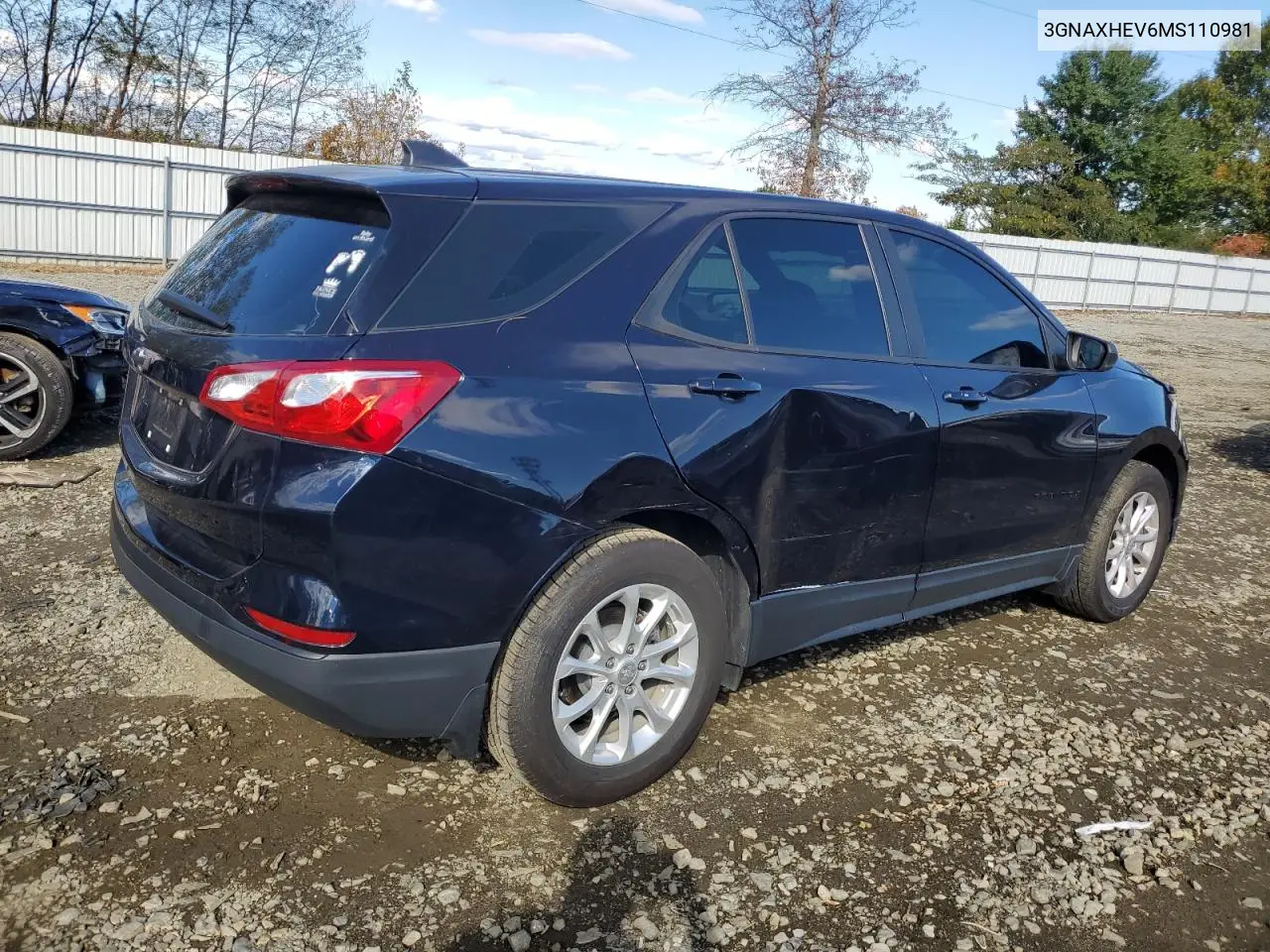 3GNAXHEV6MS110981 2021 Chevrolet Equinox Ls