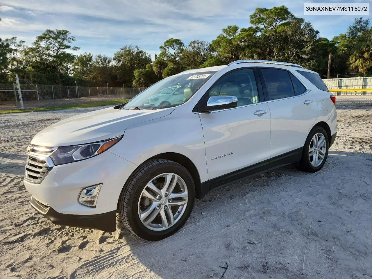 3GNAXNEV7MS115072 2021 Chevrolet Equinox Premier