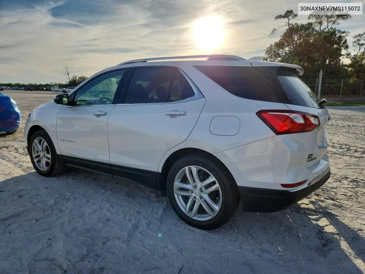3GNAXNEV7MS115072 2021 Chevrolet Equinox Premier