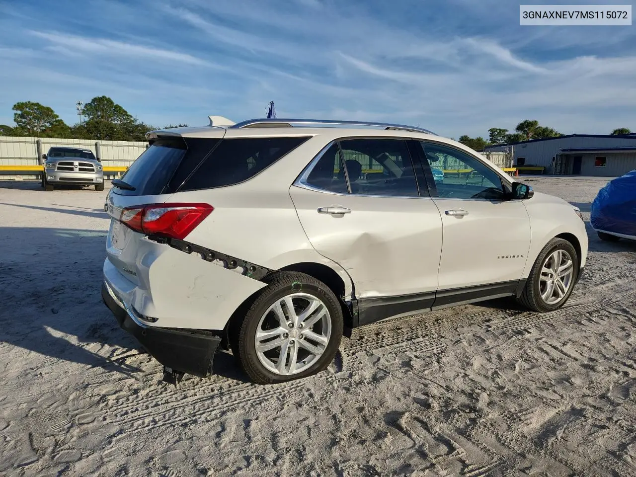 3GNAXNEV7MS115072 2021 Chevrolet Equinox Premier