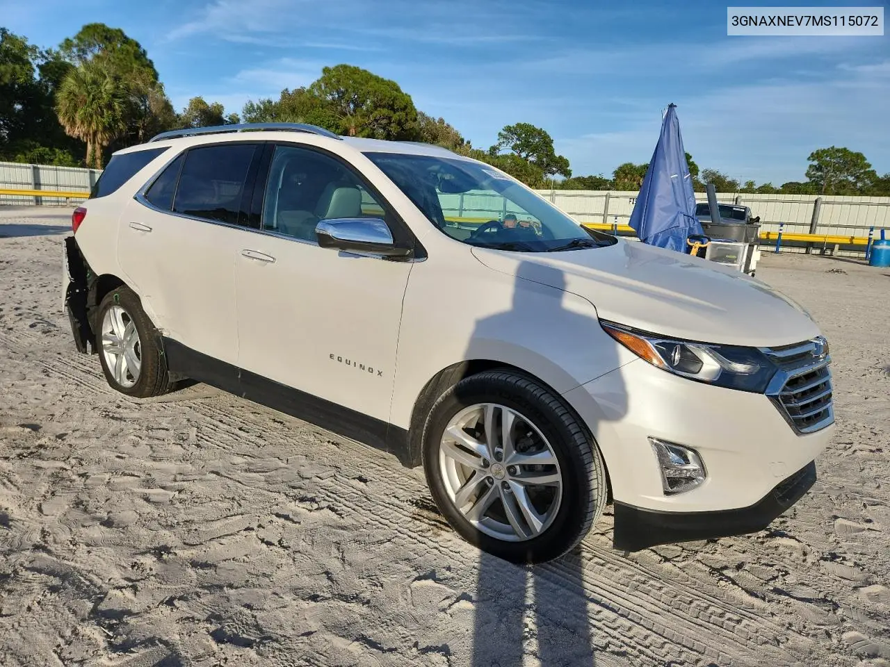 3GNAXNEV7MS115072 2021 Chevrolet Equinox Premier