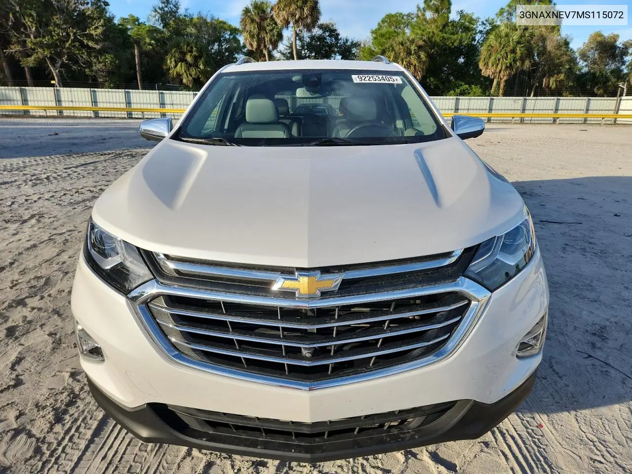 3GNAXNEV7MS115072 2021 Chevrolet Equinox Premier