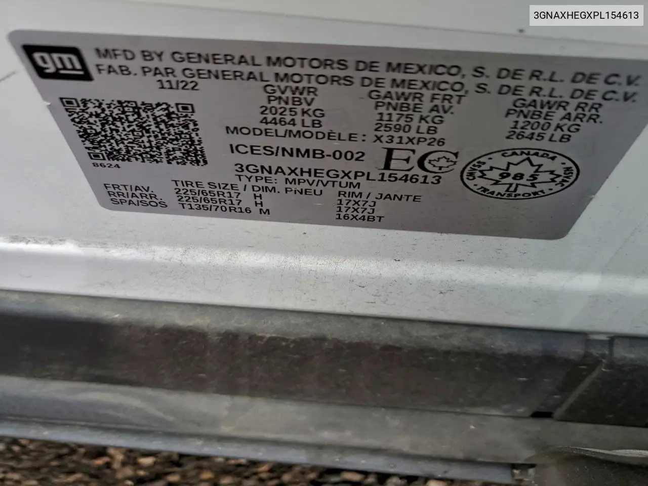 3GNAXHEGXPL154613 2023 Chevrolet Equinox Ls