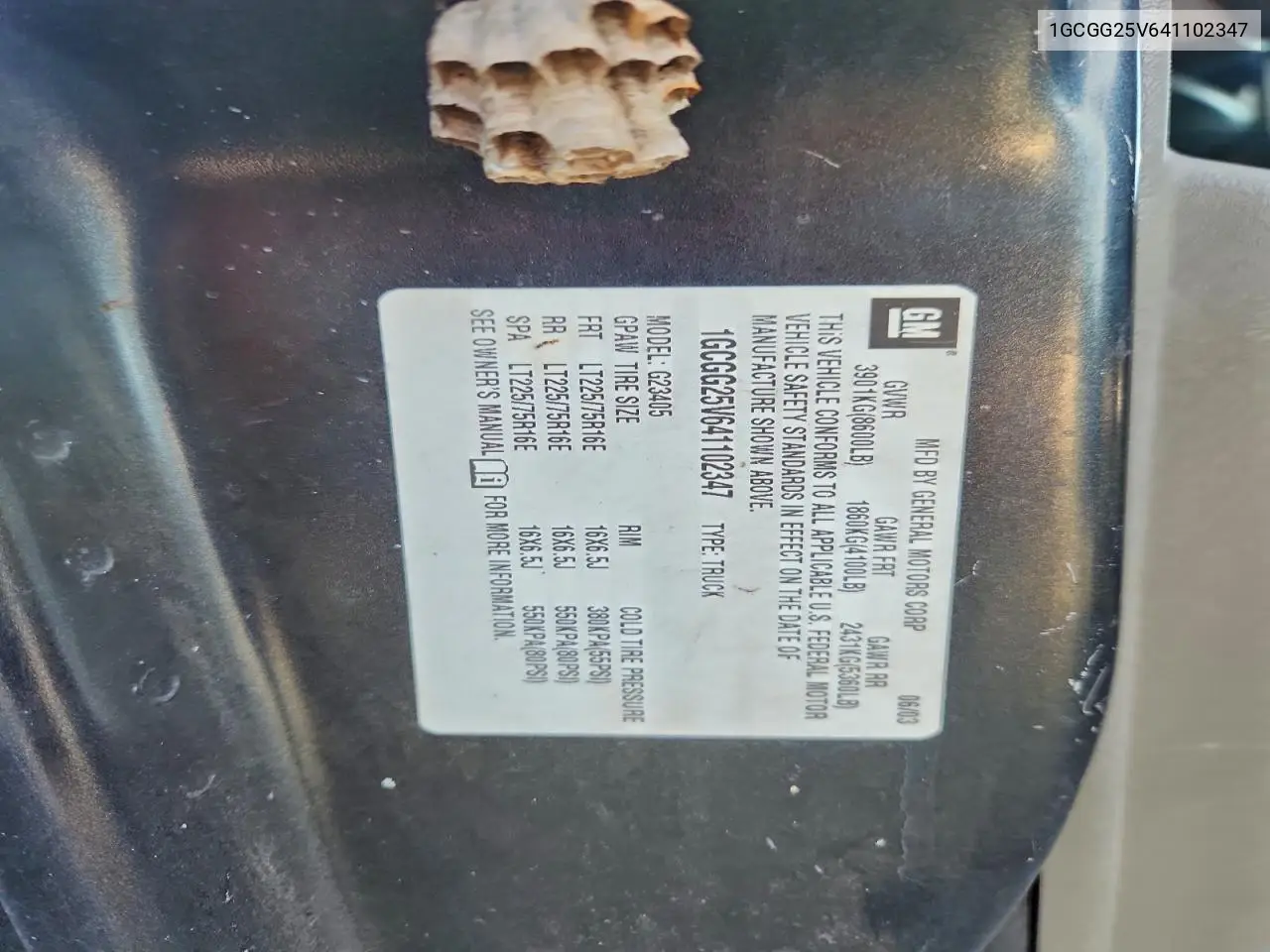 1GCGG25V641102347 2004 Chevrolet Express G2500