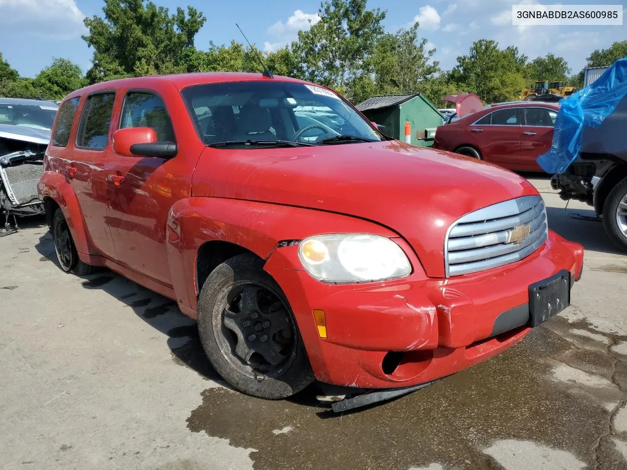 2010 Chevrolet Hhr Lt VIN: 3GNBABDB2AS600985 Lot: 68318984