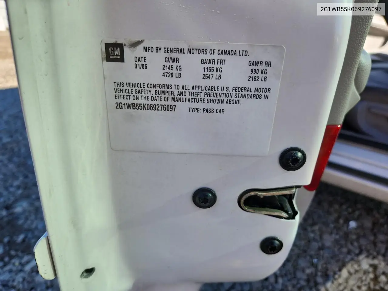 2G1WB55K069276097 2006 Chevrolet Impala Ls