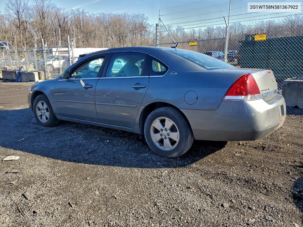 2G1WT58N581367922 2008 Chevrolet Impala Lt