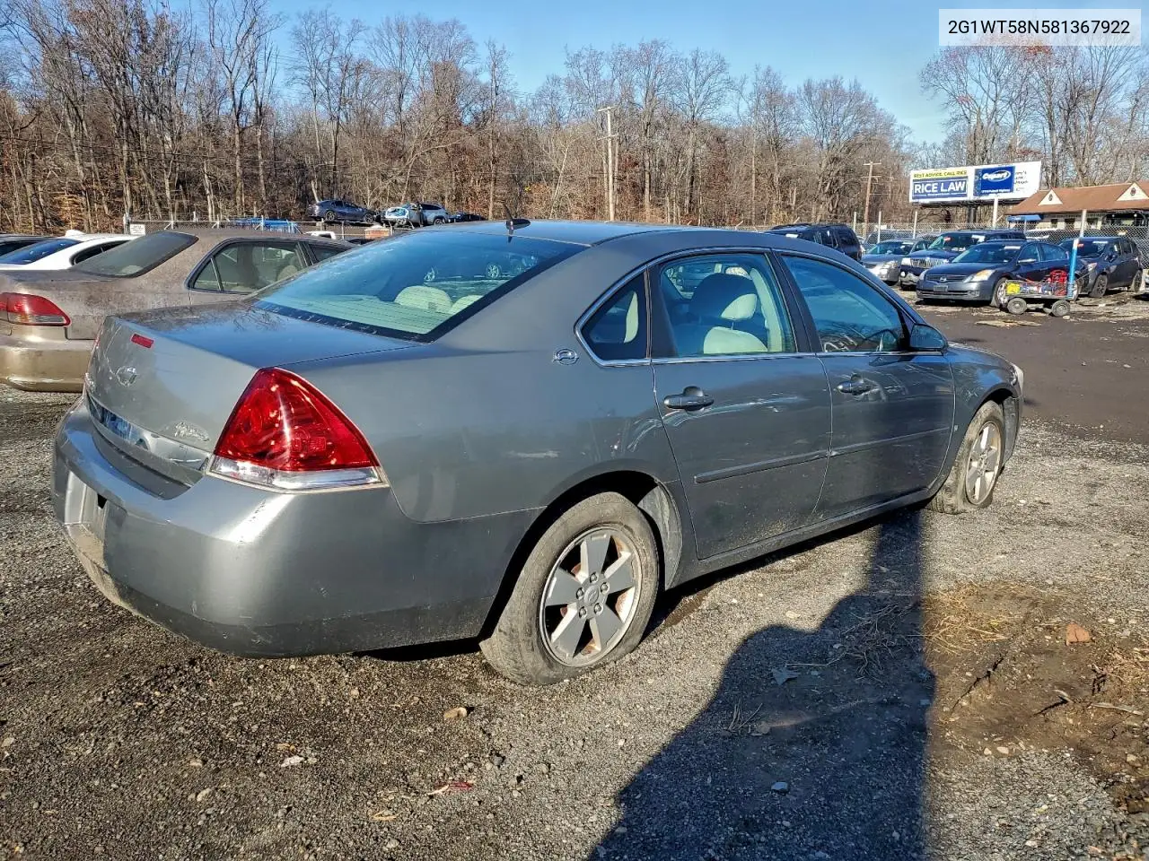2G1WT58N581367922 2008 Chevrolet Impala Lt