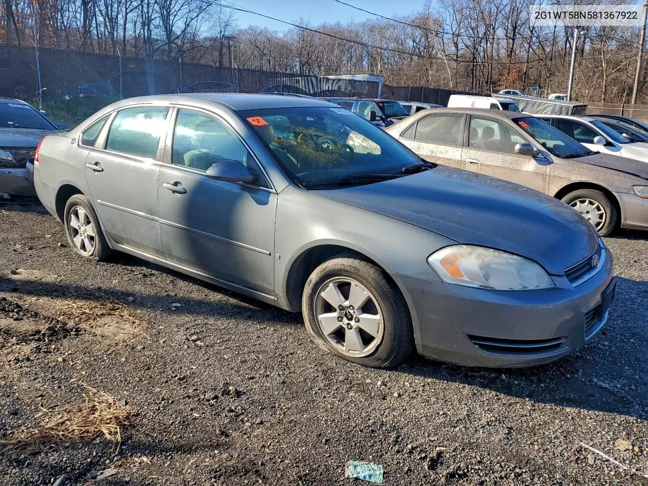 2G1WT58N581367922 2008 Chevrolet Impala Lt