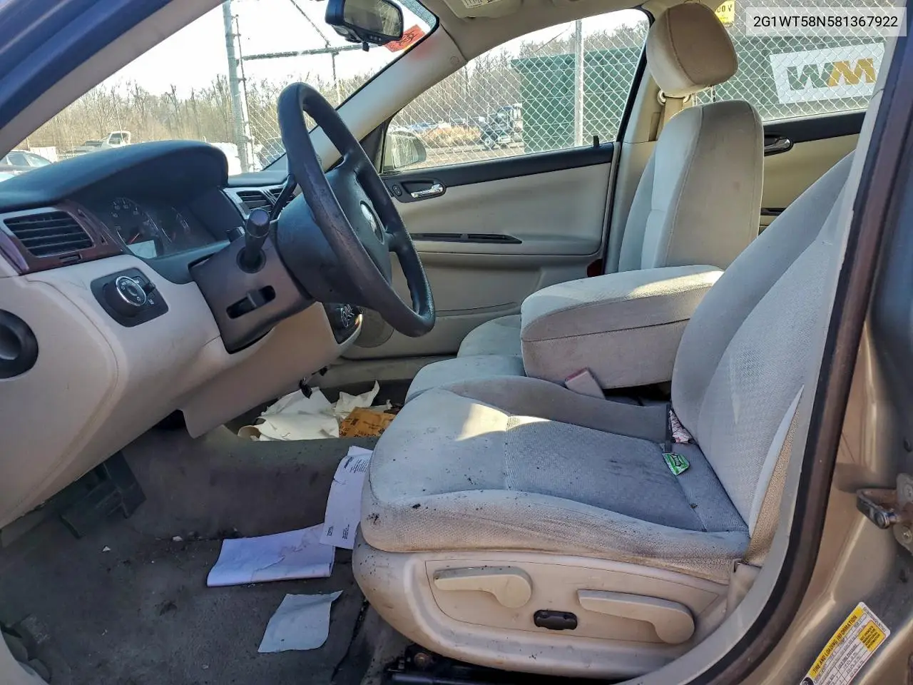 2G1WT58N581367922 2008 Chevrolet Impala Lt