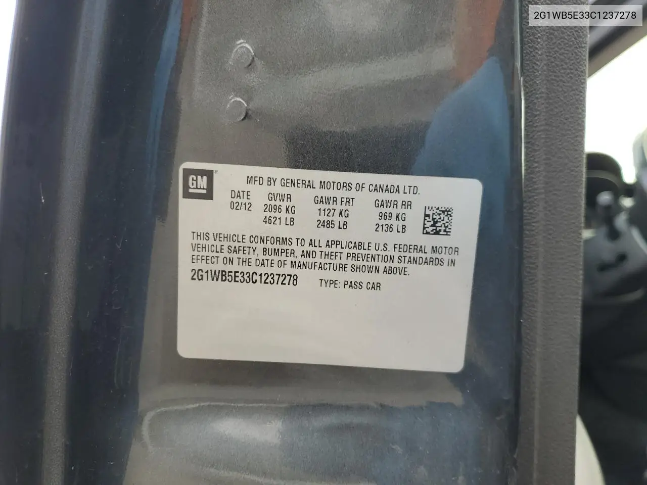 2G1WB5E33C1237278 2012 Chevrolet Impala Lt