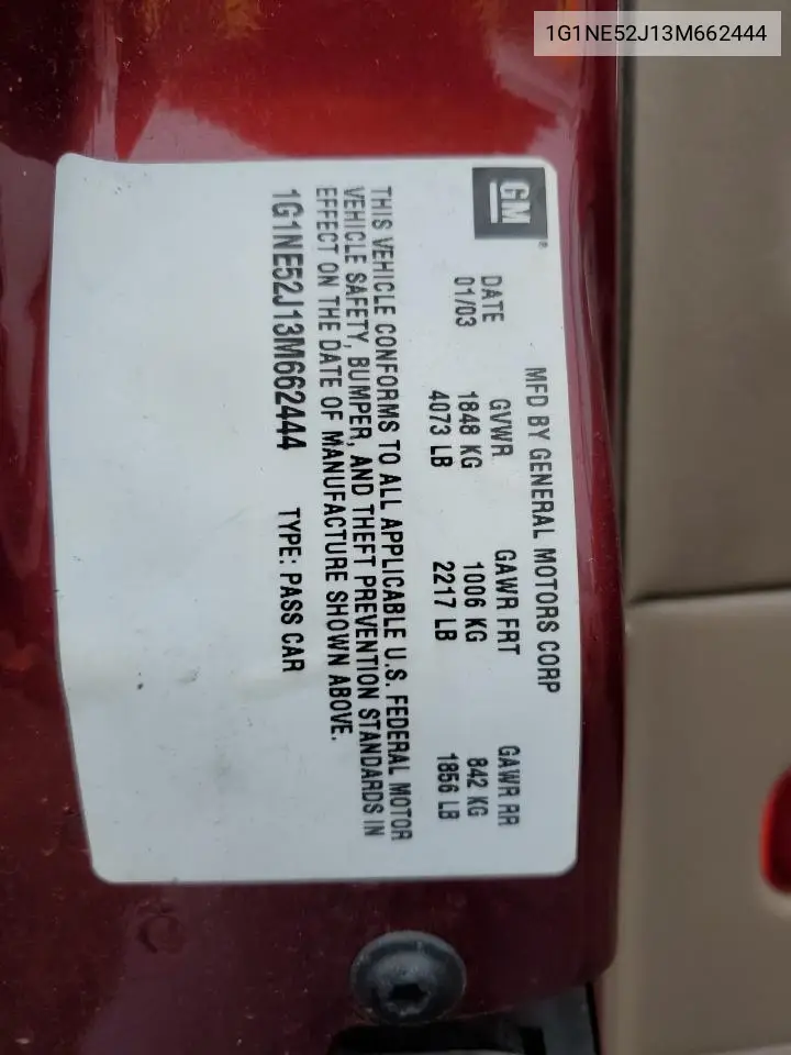 1G1NE52J13M662444 2003 Chevrolet Malibu Ls