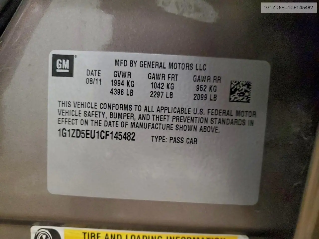 1G1ZD5EU1CF145482 2012 Chevrolet Malibu 2Lt
