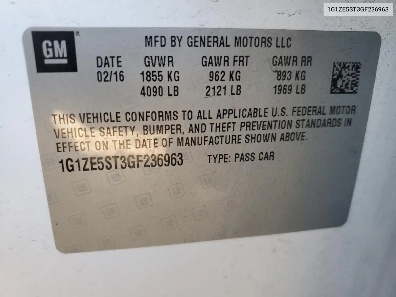1G1ZE5ST3GF236963 2016 Chevrolet Malibu Lt