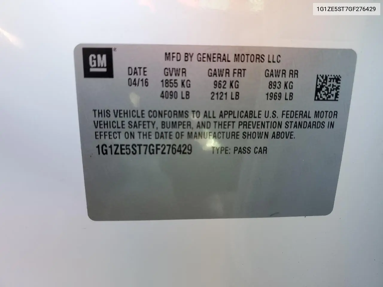 1G1ZE5ST7GF276429 2016 Chevrolet Malibu Lt
