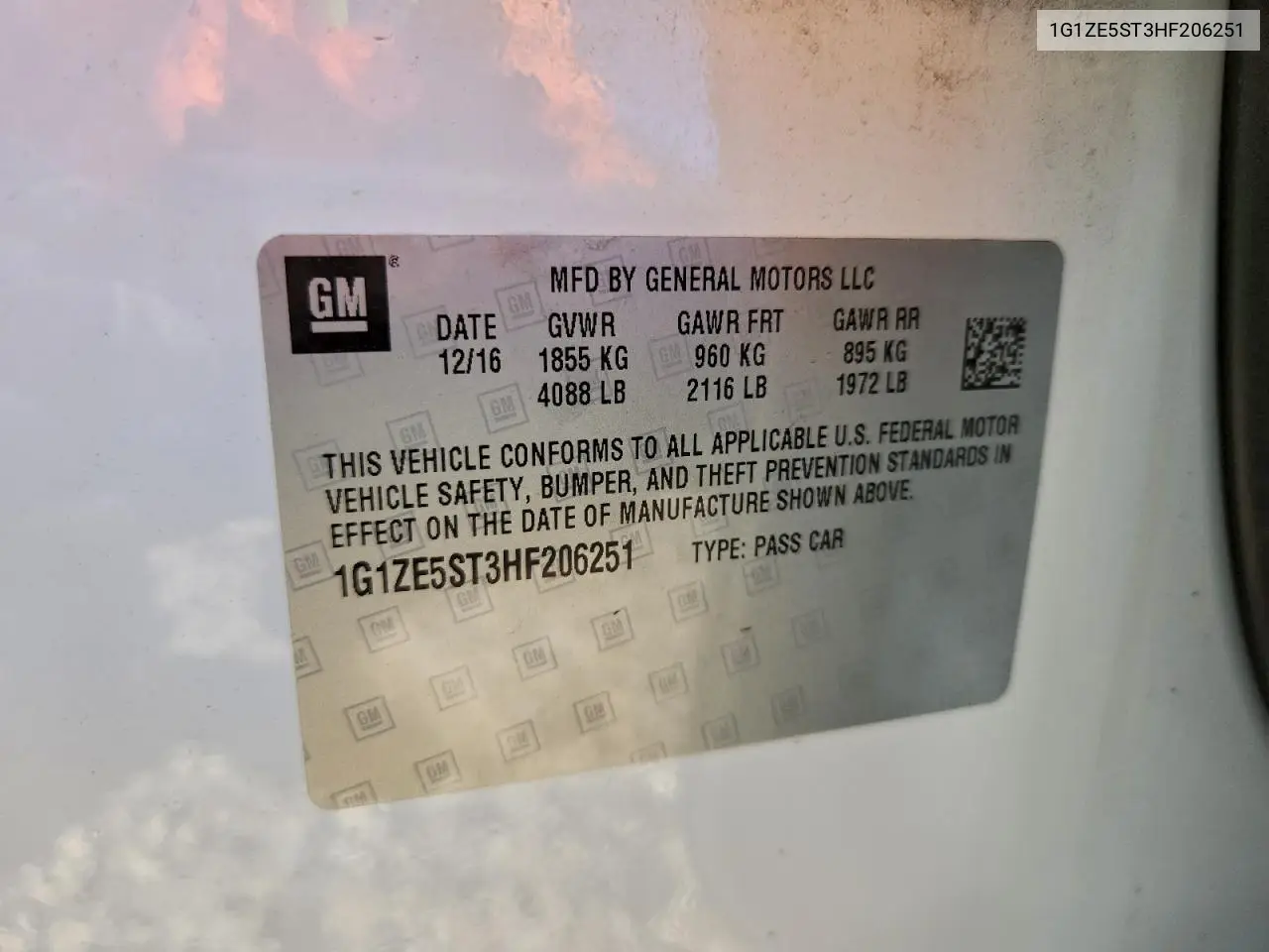 1G1ZE5ST3HF206251 2017 Chevrolet Malibu Lt