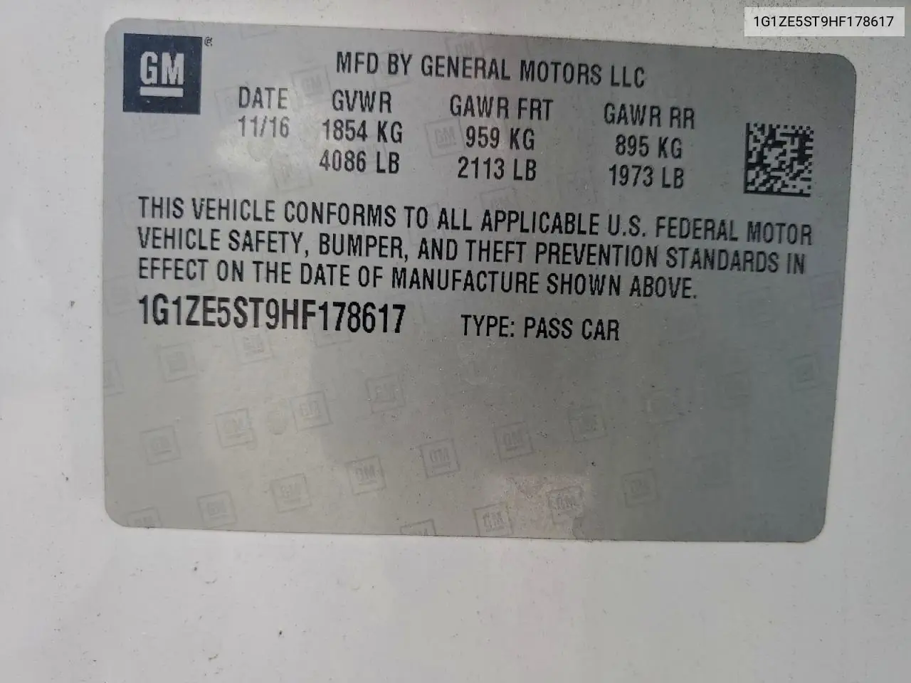 1G1ZE5ST9HF178617 2017 Chevrolet Malibu Lt