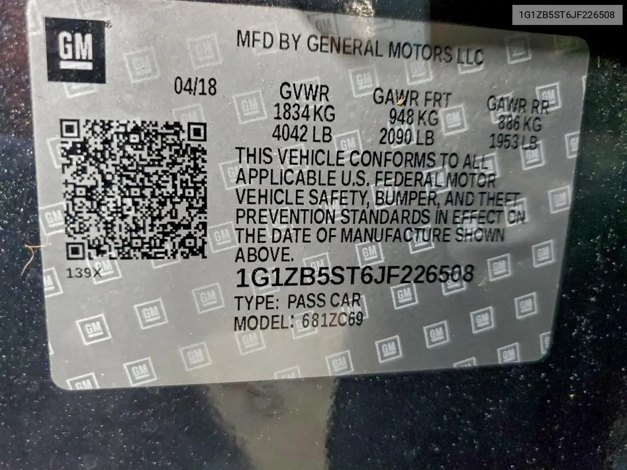 1G1ZB5ST6JF226508 2018 Chevrolet Malibu Ls