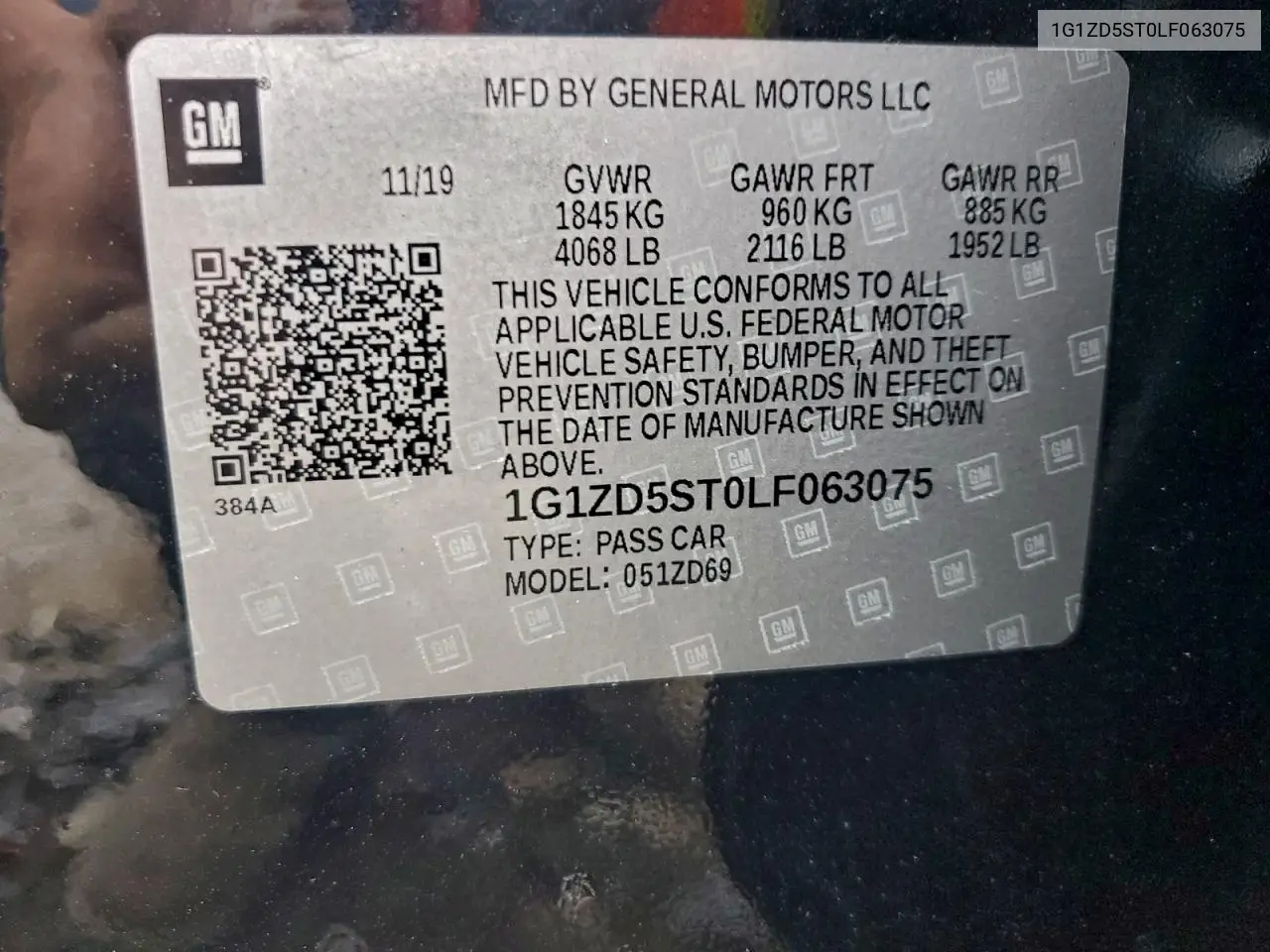 1G1ZD5ST0LF063075 2020 Chevrolet Malibu Lt