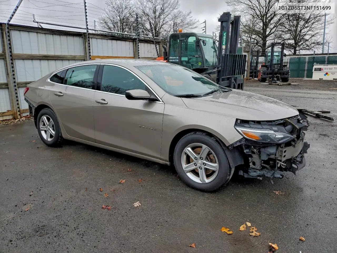 1G1ZD5ST3NF151699 2022 Chevrolet Malibu Lt
