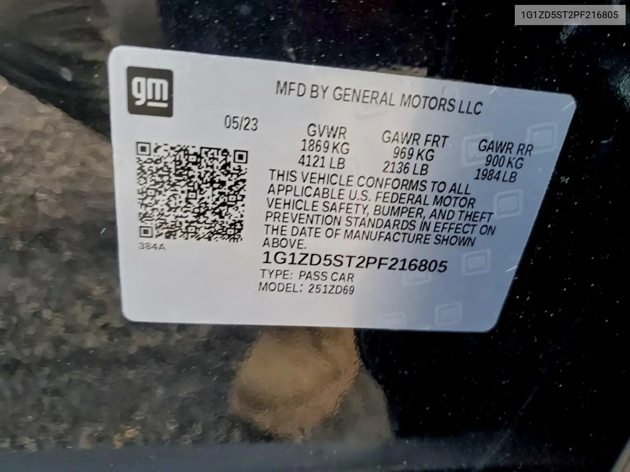 1G1ZD5ST2PF216805 2023 Chevrolet Malibu Lt