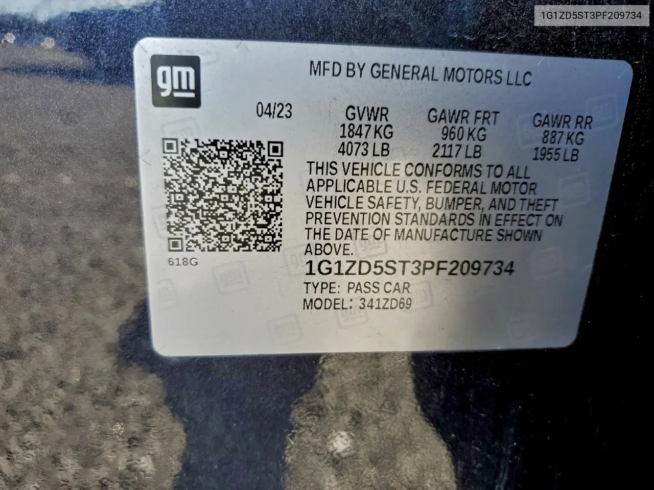 1G1ZD5ST3PF209734 2023 Chevrolet Malibu Lt