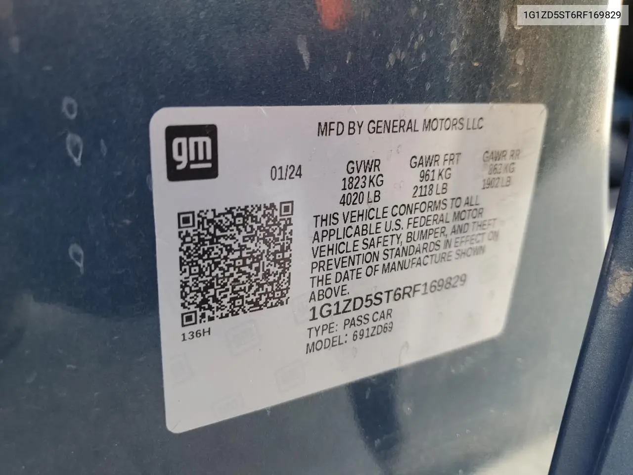1G1ZD5ST6RF169829 2024 Chevrolet Malibu Lt