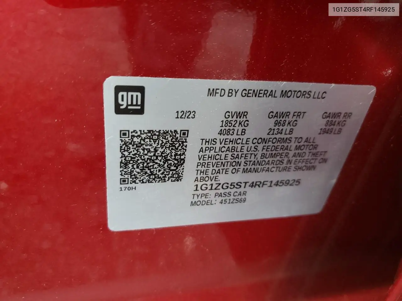 1G1ZG5ST4RF145925 2024 Chevrolet Malibu Rs