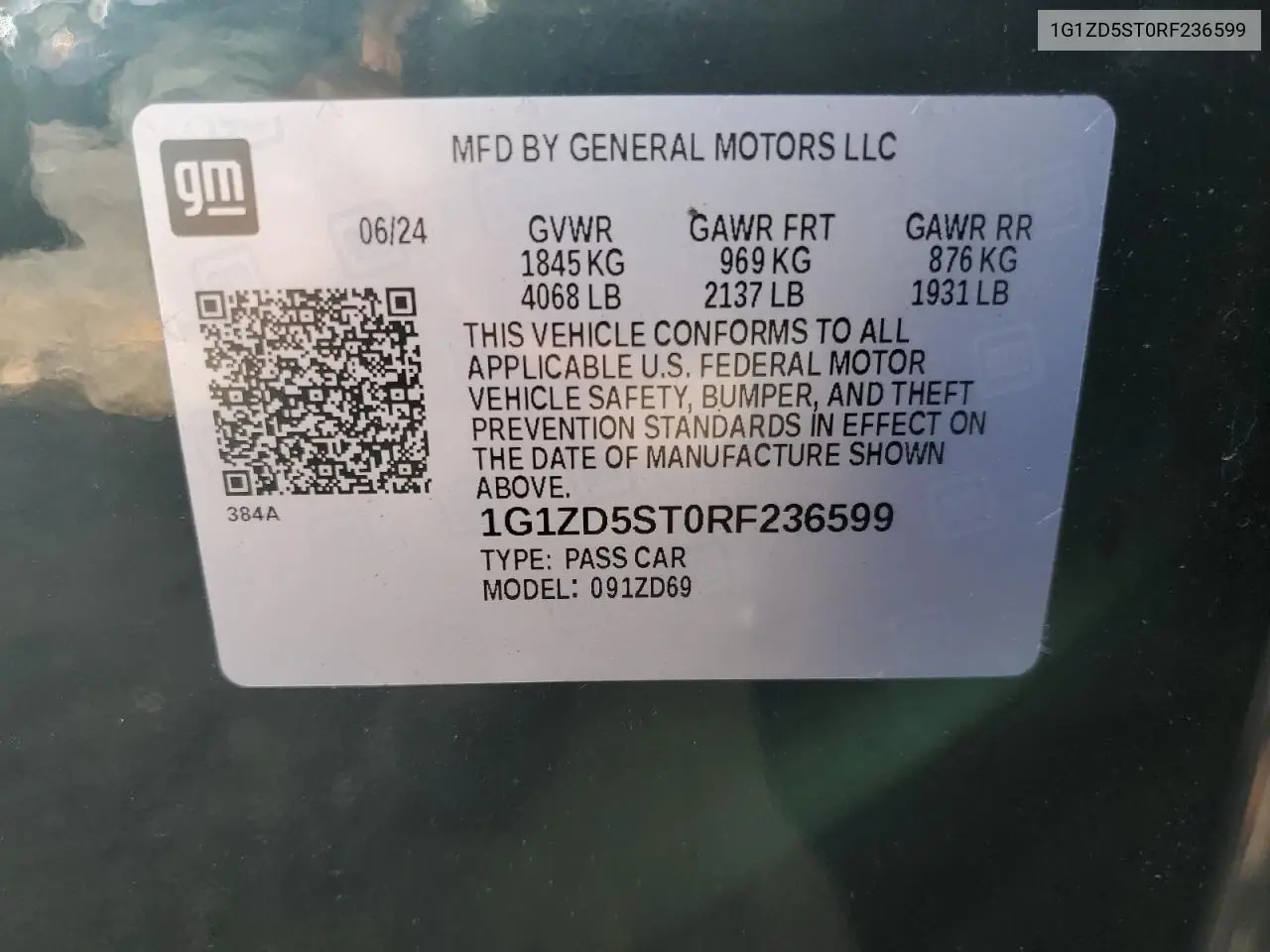 1G1ZD5ST0RF236599 2024 Chevrolet Malibu Lt